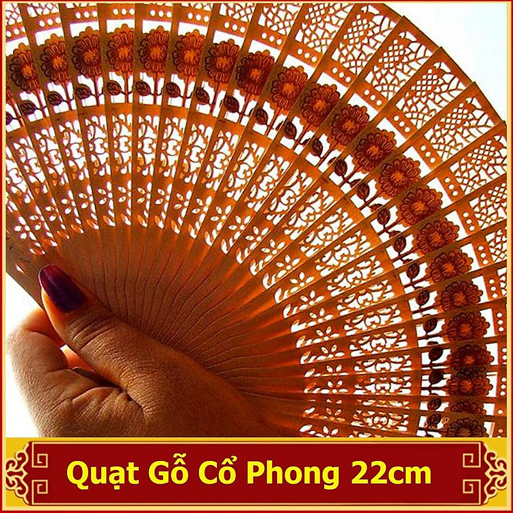 Quạt Cổ Phong Nan Gỗ Xếp Cầm Tay Phong Cách Cổ Trang Trung Quốc - Ảnh 4