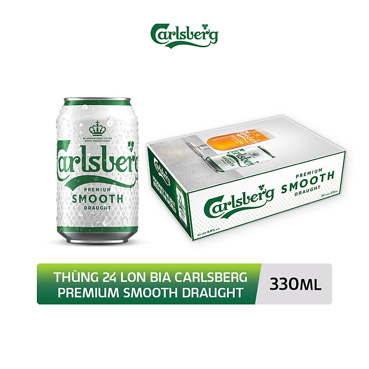 Nồng độ cồn 4.8% - Thùng 24 lon bia Carlsberg Smooth 330ml