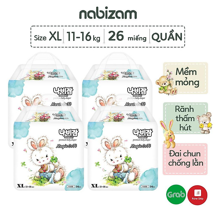 Mua tại Tiki: Combo 4 Tã NABIZAM Magic Soft Size XL Chính hãng, giá tốt