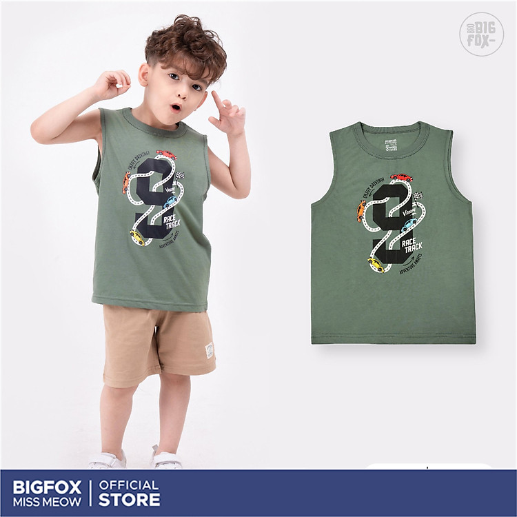 Áo ba lỗ bé trai BIGFOX - MISS MEOW chất cotton mền mịn họa tiết đẹp size trẻ em 3,4,5,6,7,8 tuổi
