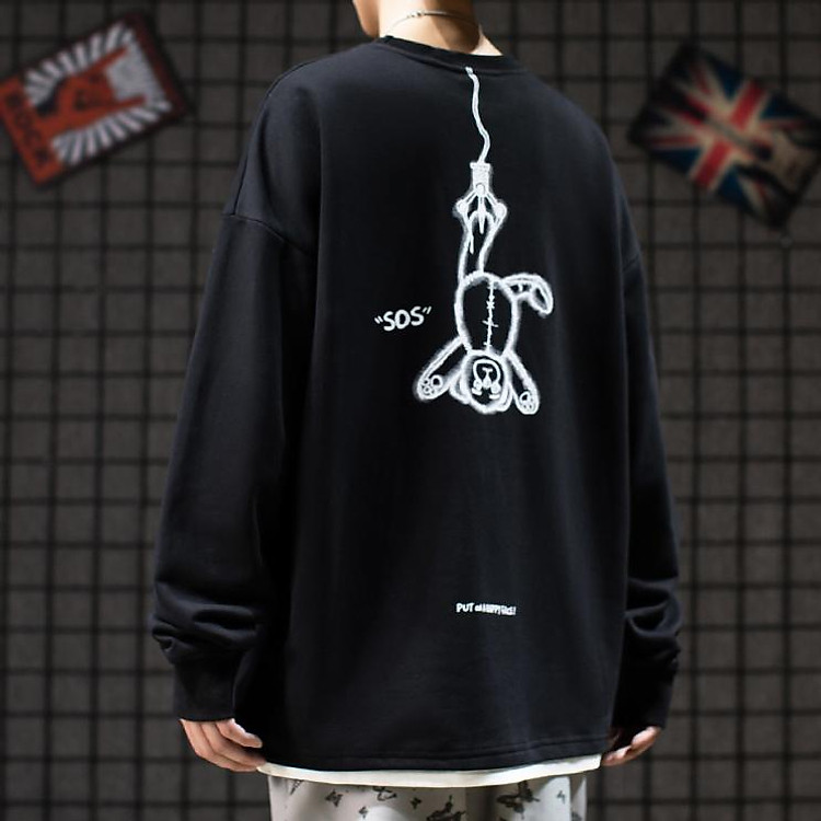 Áo Sweater , áo thun dài tay Form Rộng Nỉ Ngoại Gấu Treo 4 màu (Unisex nam nữ đều mặc được)
