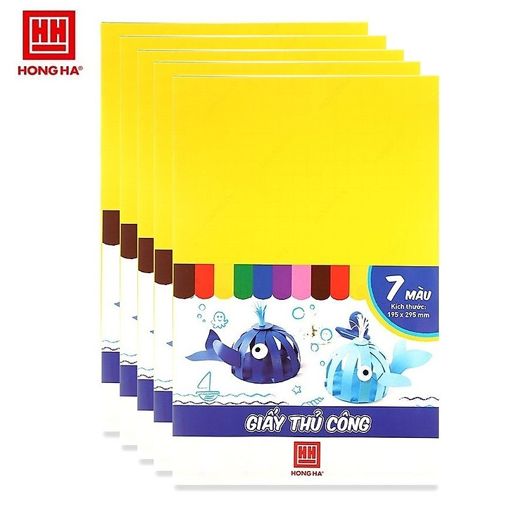 Lốc 5 tập giấy thủ công Hồng Hà 3363 / 3485 - Giấy màu làm mỹ thuật