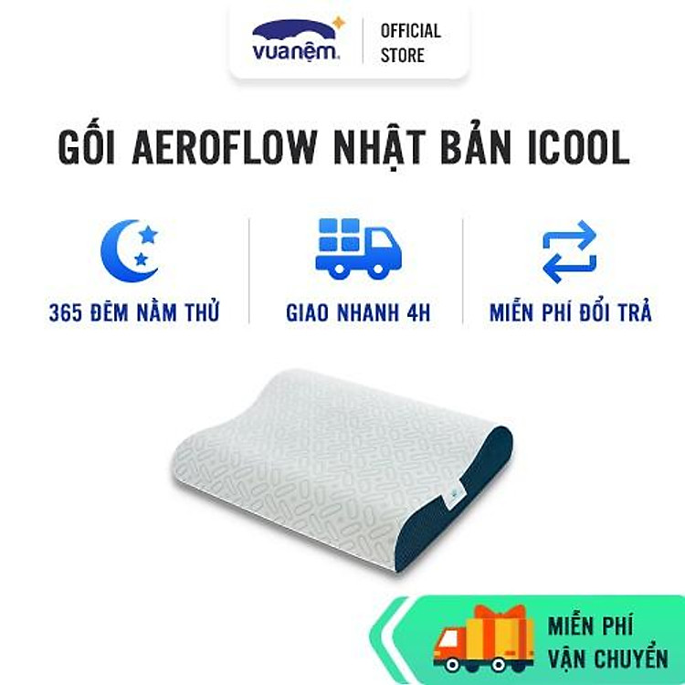 Gối cao cấp làm mát Nhật Bản Memory Foam Aeroflow iCool 40x60cm giúp ngủ sâu, giảm đau cổ vai gáy, phù hợp với mọi tư thế nằm