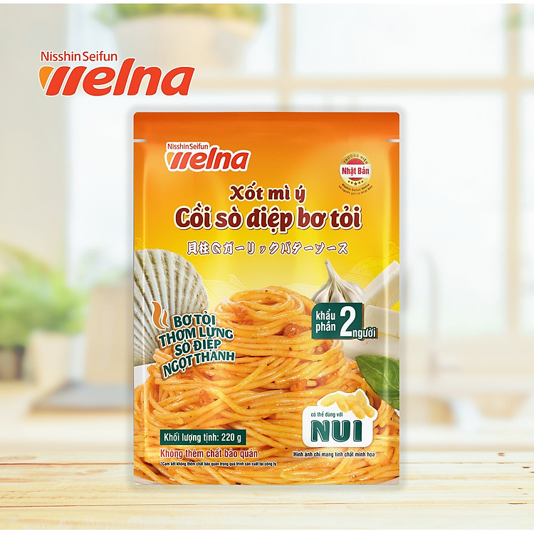 Xốt Mì Ý Hương Vị Cồi Sò Điệp Bơ Tỏi (220g x 1 túi) - Nisshin Seifun Welna Shop