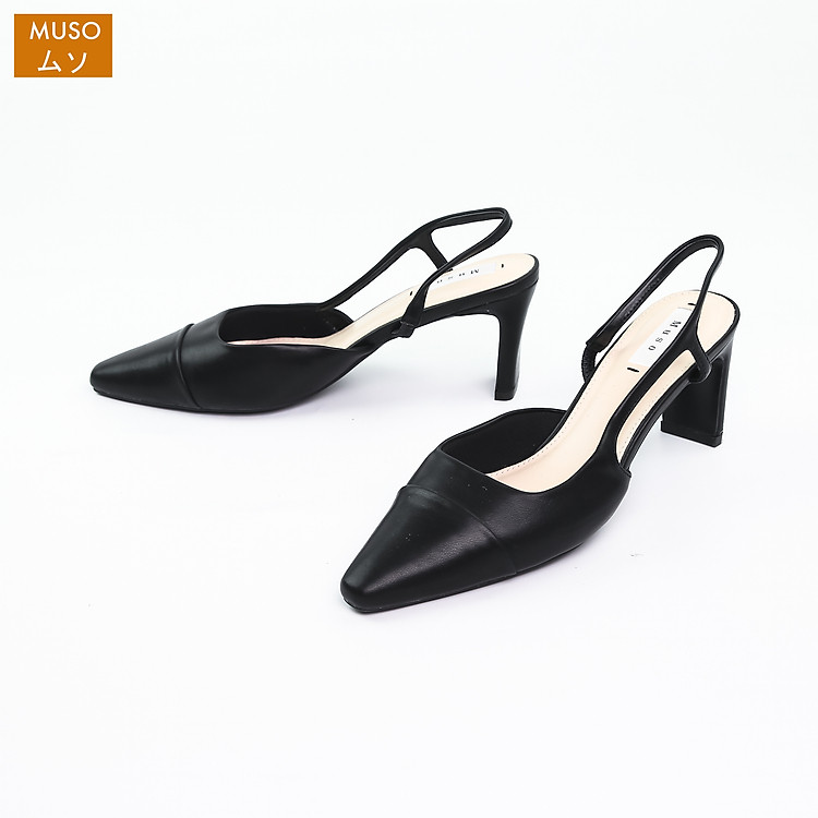 Giày Cao Gót Mũi Nhọn 2 Màu Gót Vuông 7cm MUSO GCGMS005 - Hàng Chính Hãng