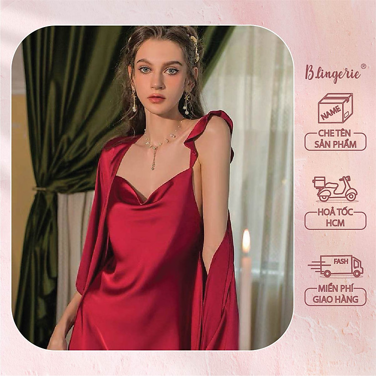 Váy Ngủ Nữ Lụa Trơn Đơn Giản (Không kèm áo choàng) - B.Lingerie