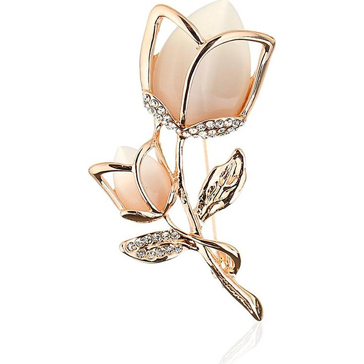 Cài áo Hoa tulip đá thạch anh