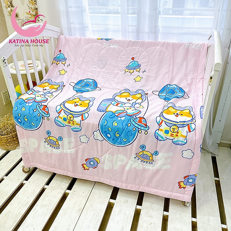 Mền lụa cho bé Katina House, 1.2x1.5m, vải lụa mỏng siêu mềm mịn mát phù hợp cho bé đắp hè