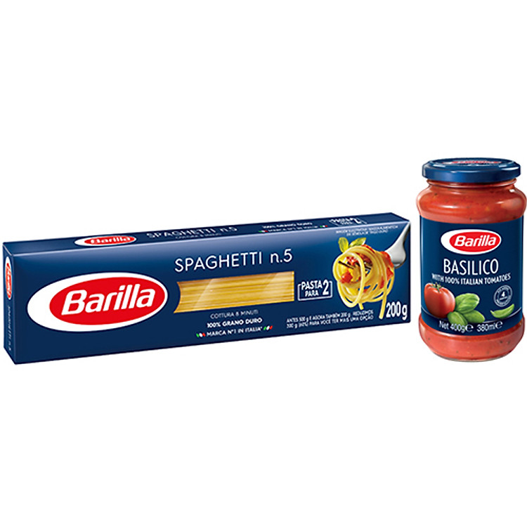 Combo 1 Sốt Barilla Basilico 200G Và 1 Mì Barilla Sợi Hình Ống Spaghetti 200G - F143947