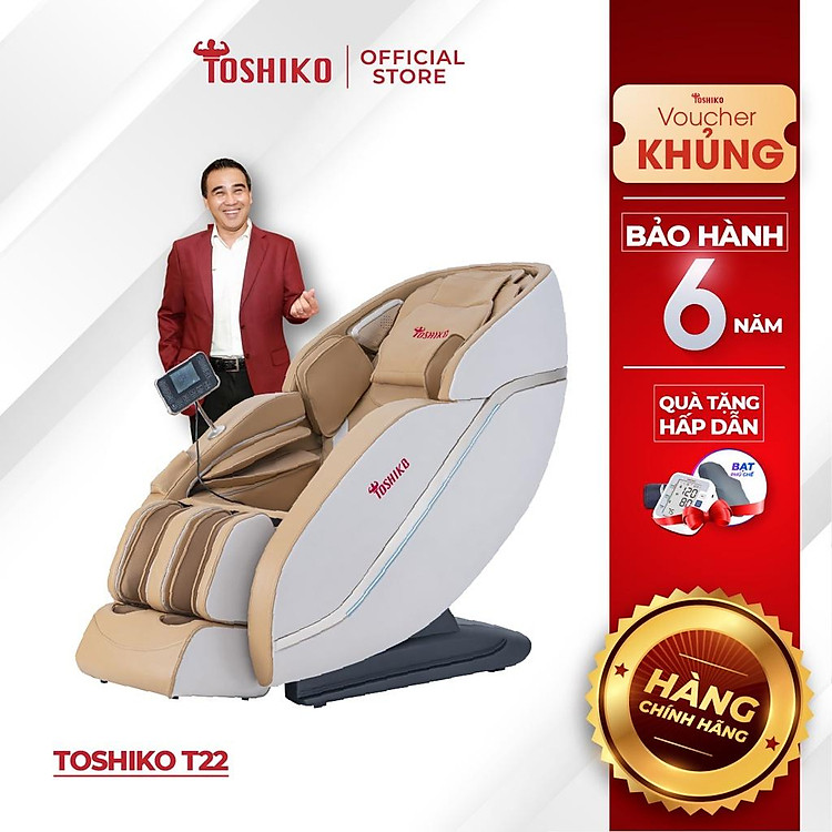 Ghế massage toàn thân Toshiko T22 - Chức năng điều khiển bằng giọng nói, Tự động mát xa trị liệu, kéo giãn, anion lắng đọng làm sạch không khí, đa dạng các bài massage