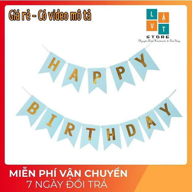Dây chữ Chúc Mừng Sinh Nhật - Happy Birthday trang trí tiệc sinh nhật dạng đuôi cá treo cờ