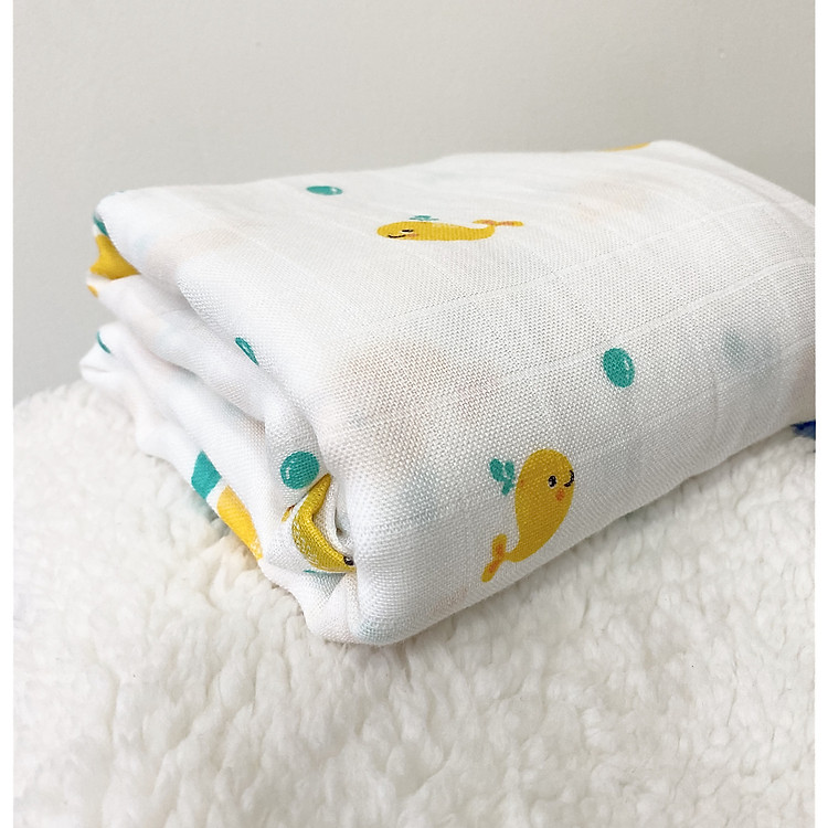 Khăn sợi tre lụa đa năng cho bé - Siêu thấm hút - Mềm mịn - An toàn cho da bé - Kích thước 120x120cm