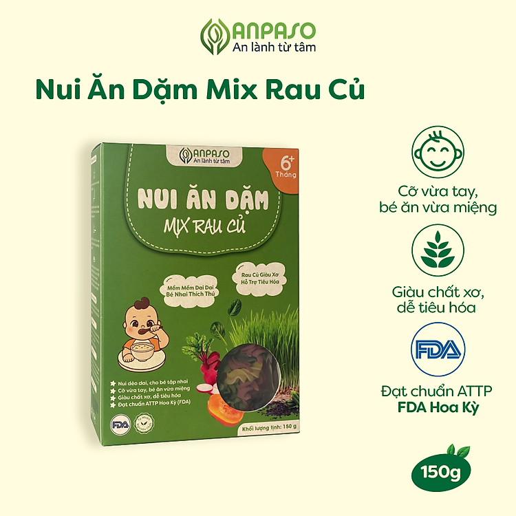 Nơi mua Nui Ăn Dặm Mix Rau Củ Anpaso 150g Giá tốt - Hình ảnh 3