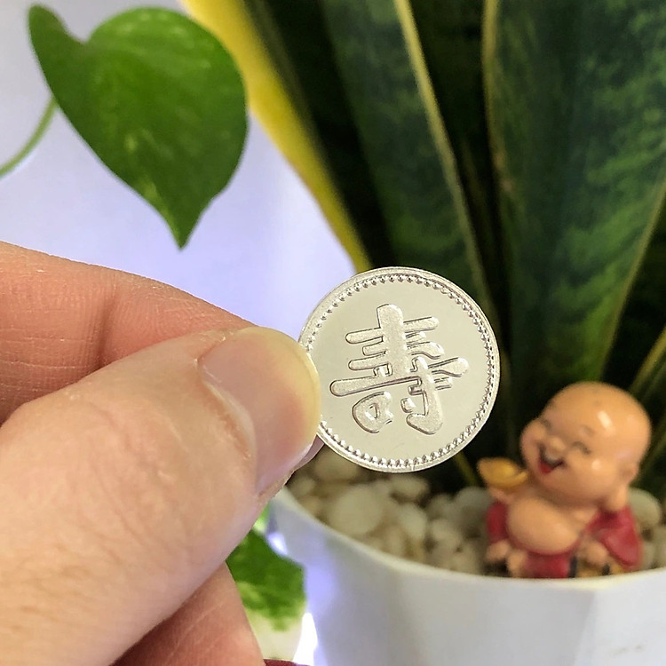 Đồng Xu Bạc Hoa Xòe Cạo Gió Đánh Gió Chữ Thọ Bạc Nguyên Chất S999 - Ảnh 4