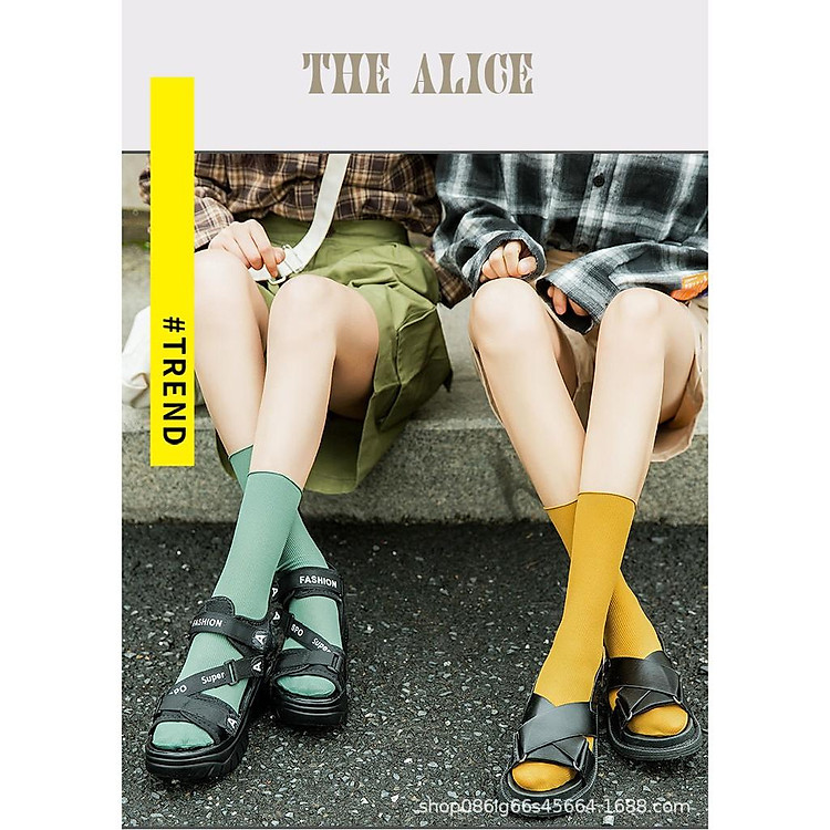 Tất nữ nhún cổ cao phong cách Vintage Hàn Quốc mỏng nhẹ phù hợp mùa hè