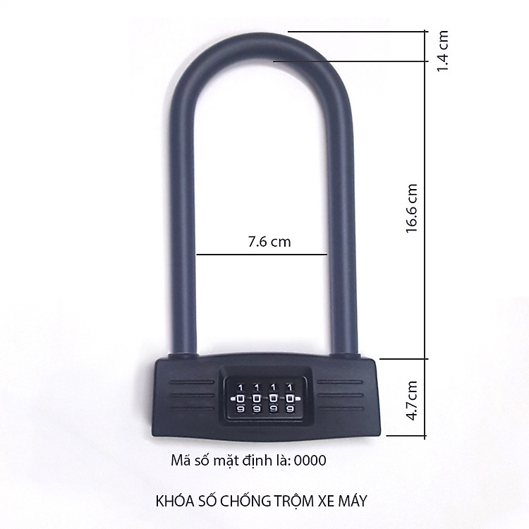 Khóa số chữ U chống trộm xe máy JS04 – loại 4 mã có thể thay đổi được