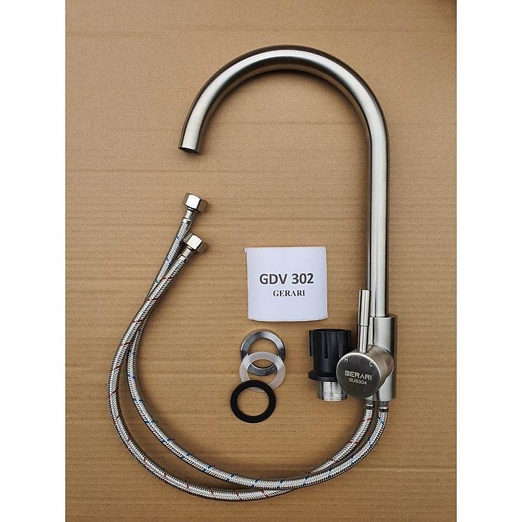 Vòi chậu rửa bát bằng inox (bằng inox 304 có hai đường nước nóng lạnh thương hiệu GERARI)