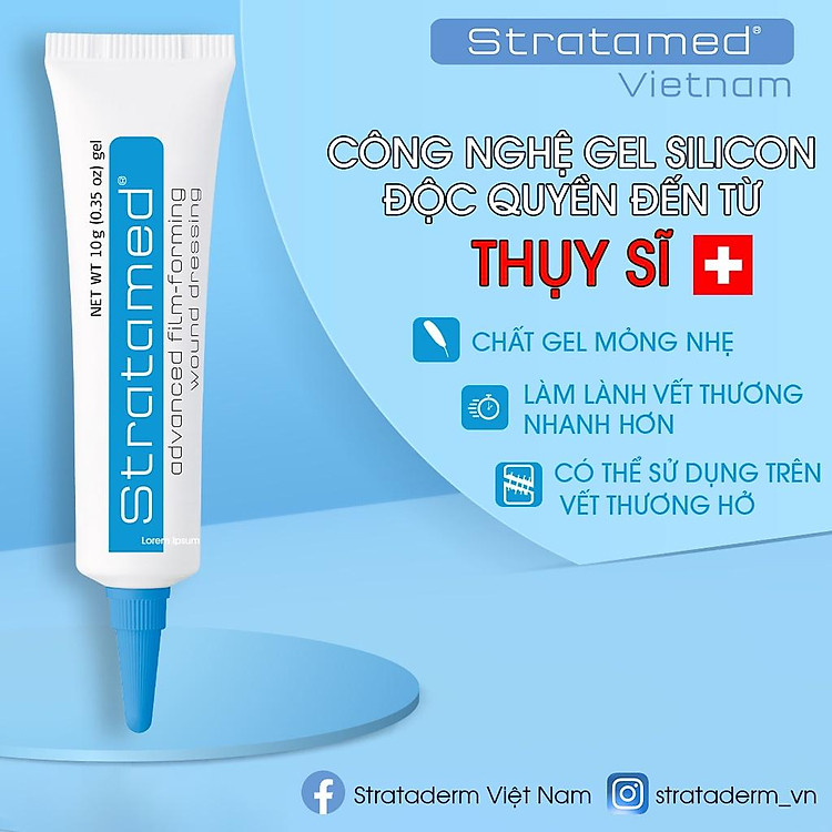 Gel Silicon bảo vệ và làm lành vết thương hở Stratamed 10g
