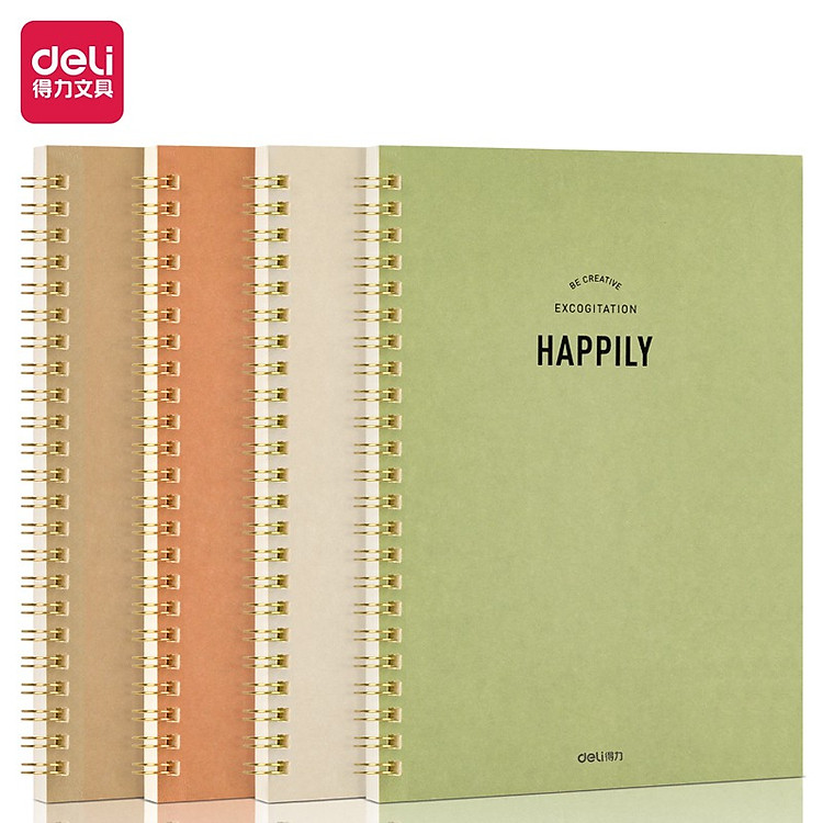 Sổ Tay Ghi Chép Lò Xo Kẻ Ngang A5 Gáy Xoắn 120 Trang Deli - Phù Hợp Làm Sổ Kế Hoach Planner, Viết Nhật Kí, Tập Vở Học Sinh Sổ Tay Văn Phòng - Màu Ngẫu Nhiên - LA560 ELA560 LPA560