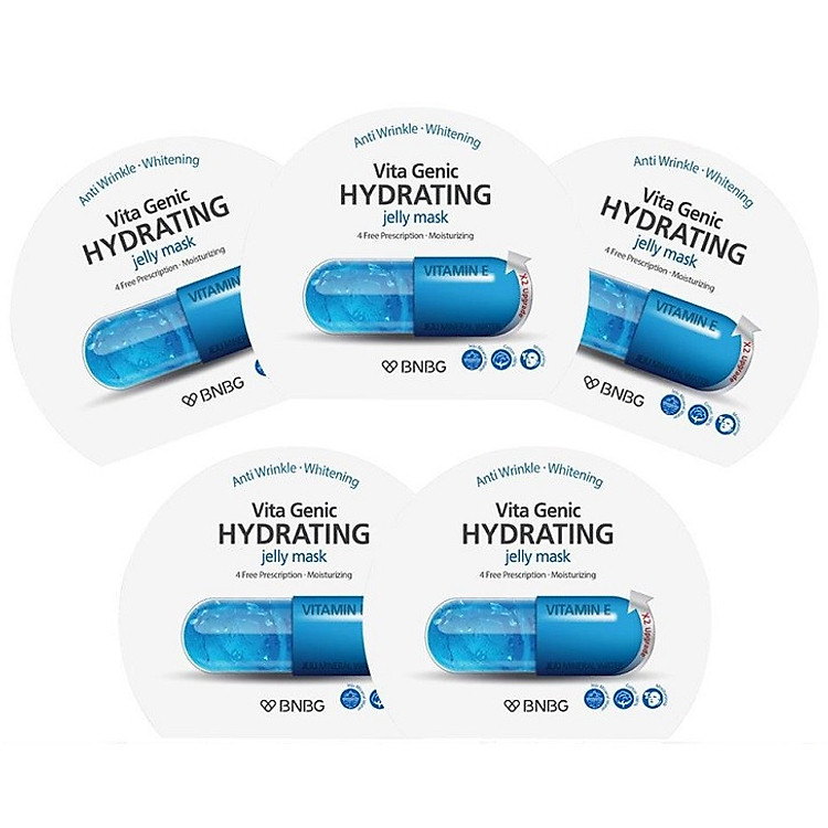 Combo 5 Mặt nạ cấp nước dưỡng ẩm da mềm mượt, căng bóng BNBG Vita Genic Hydrating Jelly Mask (Vitamin E) 30ml x 5