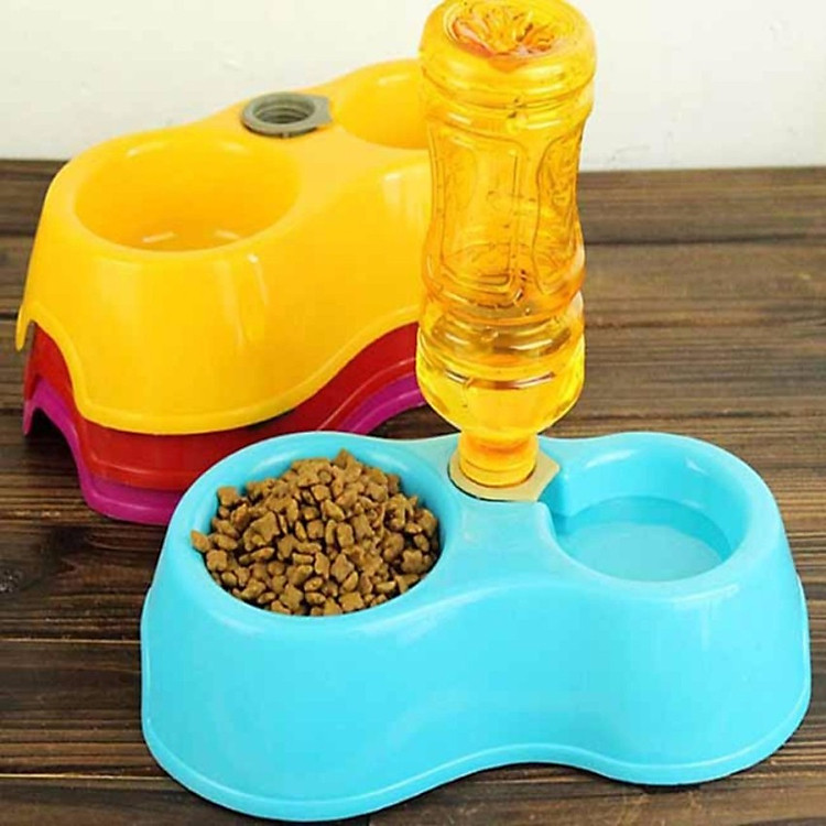 Bát Đôi Gắn Bình Cấp Nước Tự Động Cho Chó Mèo