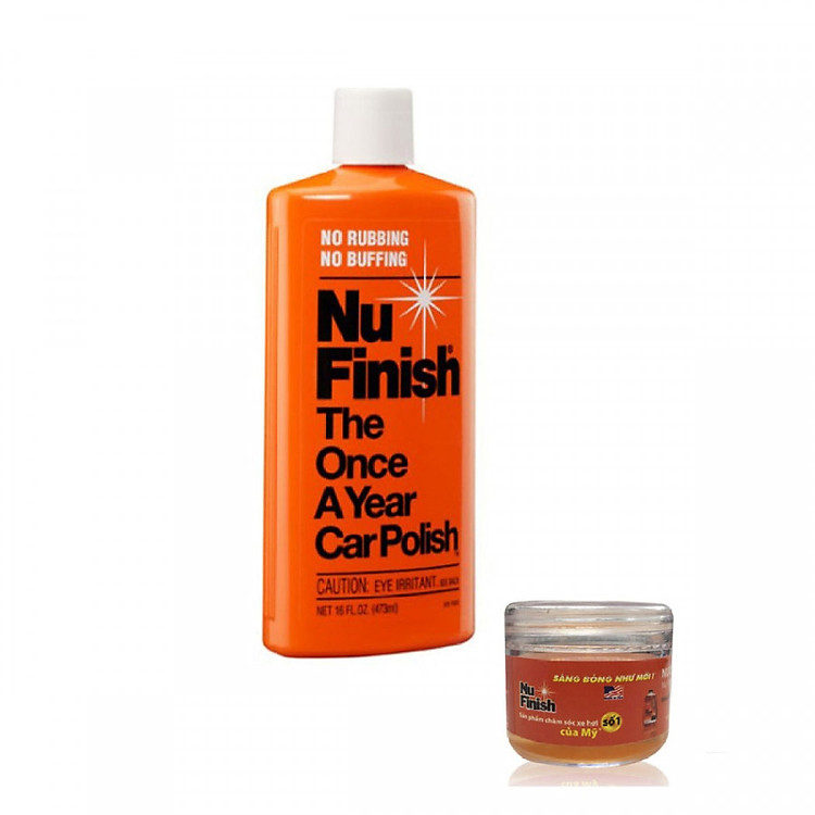 Dung dịch lau bóng và bảo vệ sơn xe Nu Finish Car Polish NF-76 473ml + Tặng nước rửa xe Nu Finish Car Wash 30ml