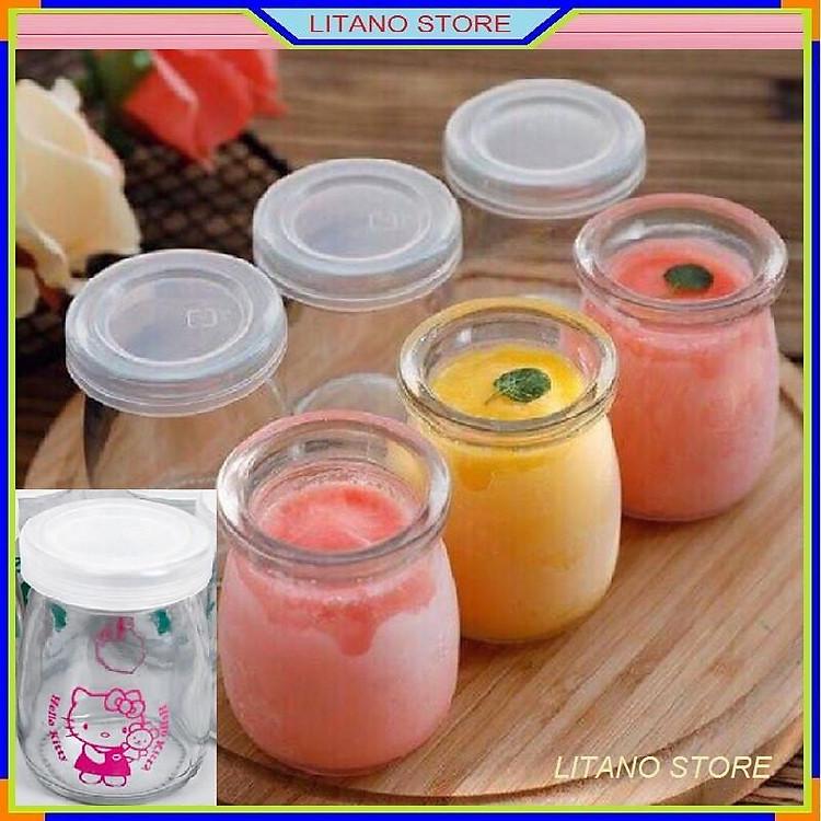 Hũ Làm Sữa Chua Bằng Thủy Tinh Dung Tích 100ml Có Nắp Đậy, Lọ Đựng Sữa Chua An Toàn Vệ Sinh