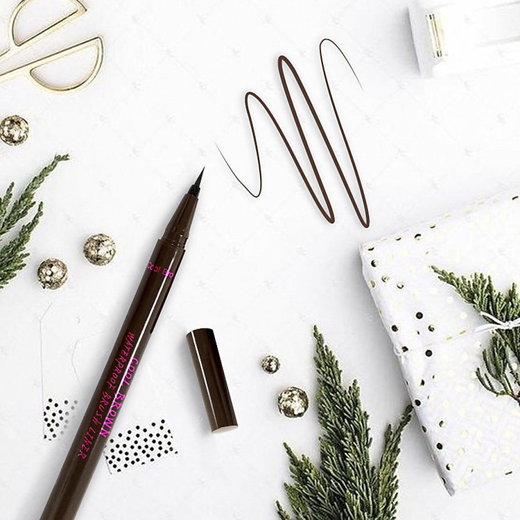 Bút dạ kẻ mắt nước màu nâu cool brown waterproof brush liner