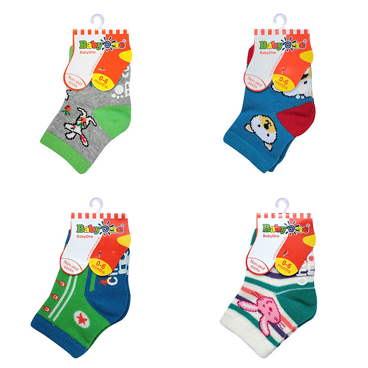 Bộ 4 Đôi Vớ HELLO B&B BabyOne VO0677 Màu Và Họa Tiết Ngẫu Nhiên