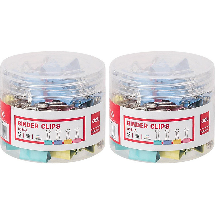 Combo 2 Hộp Kẹp Bướm Màu Deli 19mm E8555A