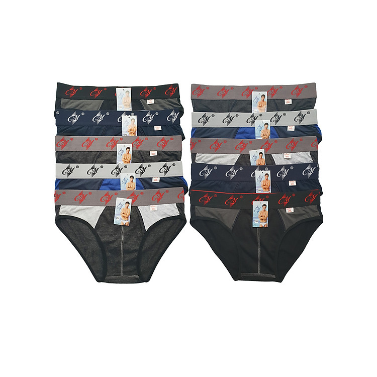 Combo 10 Quần Lót Nam co giãn 2 chiều vải cotton lưng CM hiệu CITYMEN, màu ngẫu nhiên, sịp nam - LMTK-CM2C