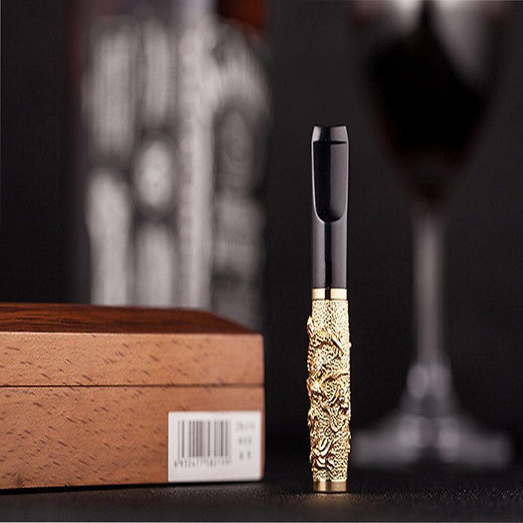 Tẩu Lọc Thuốc Chạm Rồng Nổi ZB-219 Mạ Vàng 24k - Ảnh 5