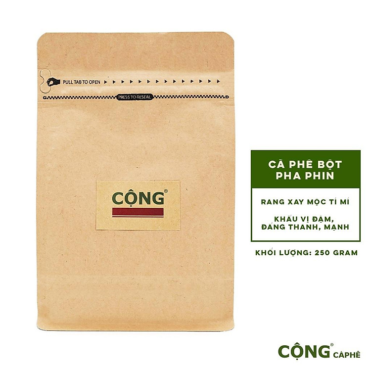 Cà phê bột rang xay 100% robusta hương vị đậm đà thơm ngon 500gr, 250gr Cộng Cà Phê