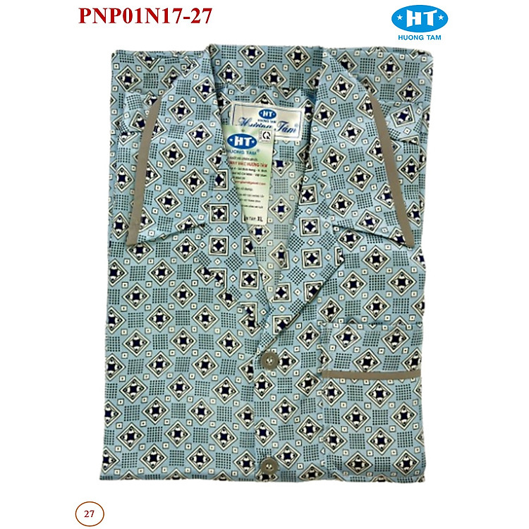 Bộ Pyjama HUONGTAM Phi bóng tay ngắn nam cao cấp(PNP02N17). Chất liệu vải polyester mềm mại, thoáng mát, không phai màu.