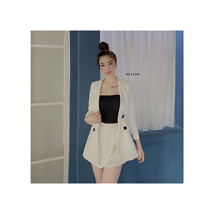 set áo vest quần giả váy chéo vạt hàng thiết kế hot hit siêu đẹp