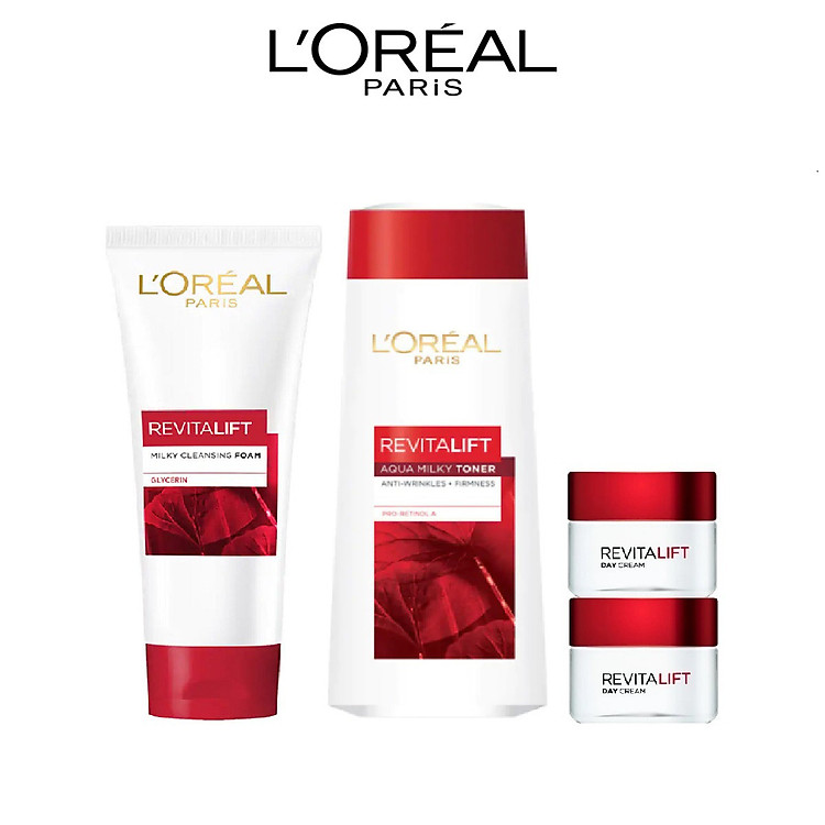 Bộ 3 bước dưỡng da chống lão hóa Revitalift ban ngày L'Oreal Paris