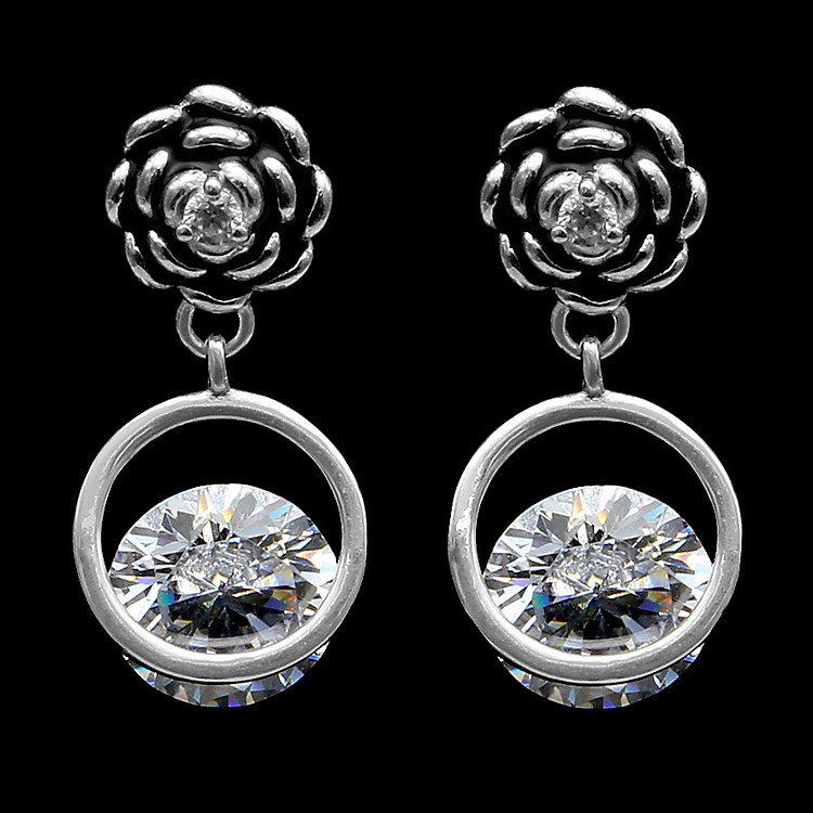 Hoa Tai Nữ Bạc Hiểu Minh HT177 bông hoa