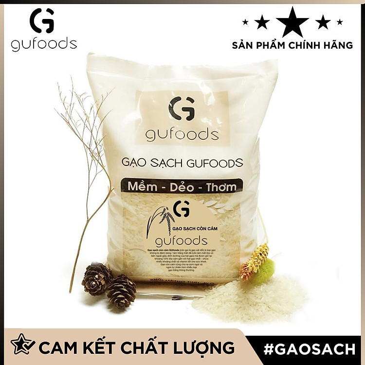 Gạo sạch còn cám GUfoods (gạo xát dối) (1kg)