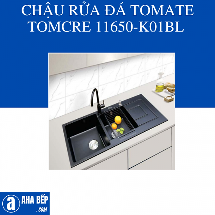 CHẬU RỬA ĐÁ TOMATE TOMCRE 11650-K01BL. Hàng Chính Hãng