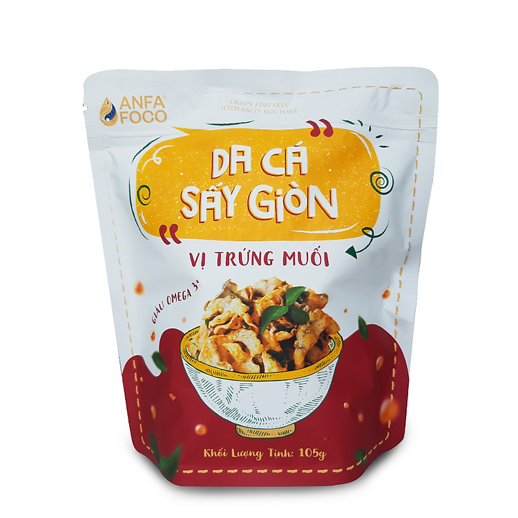 Da cá sấy giòn trứng muối ANFA FOCO gói 105 gram