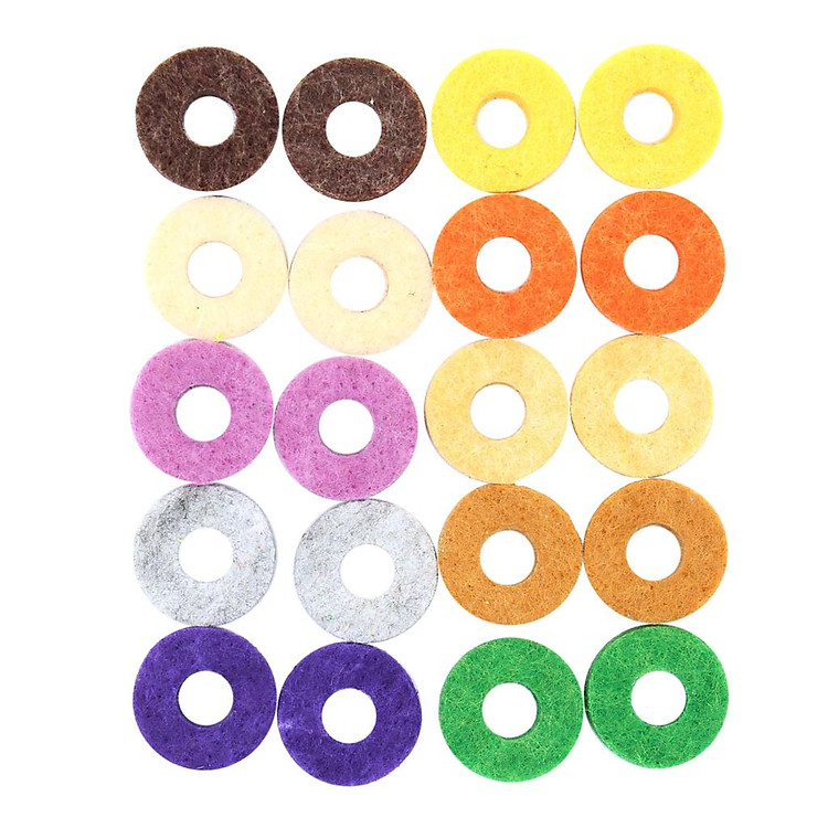 20Pieces Drum Cymbal Stand Set Felt Washers Cushion Colorful 2.5cm Outer Dia