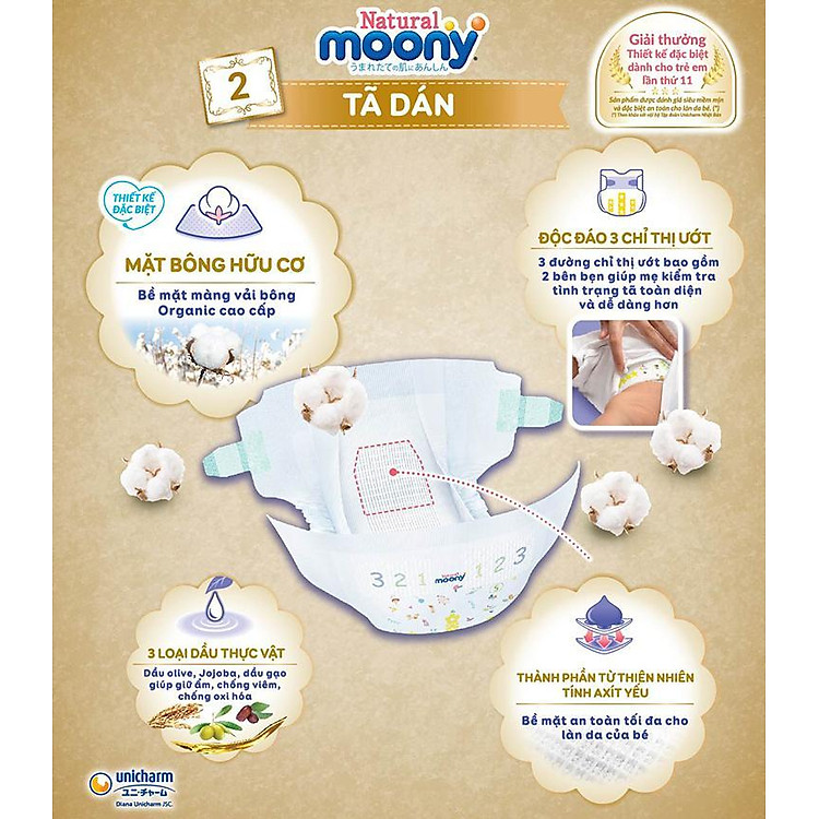 Combo 2 Bỉm Moony Natural Newborn 63 miếng Chính hãng Tiết kiệm - Hình ảnh 2