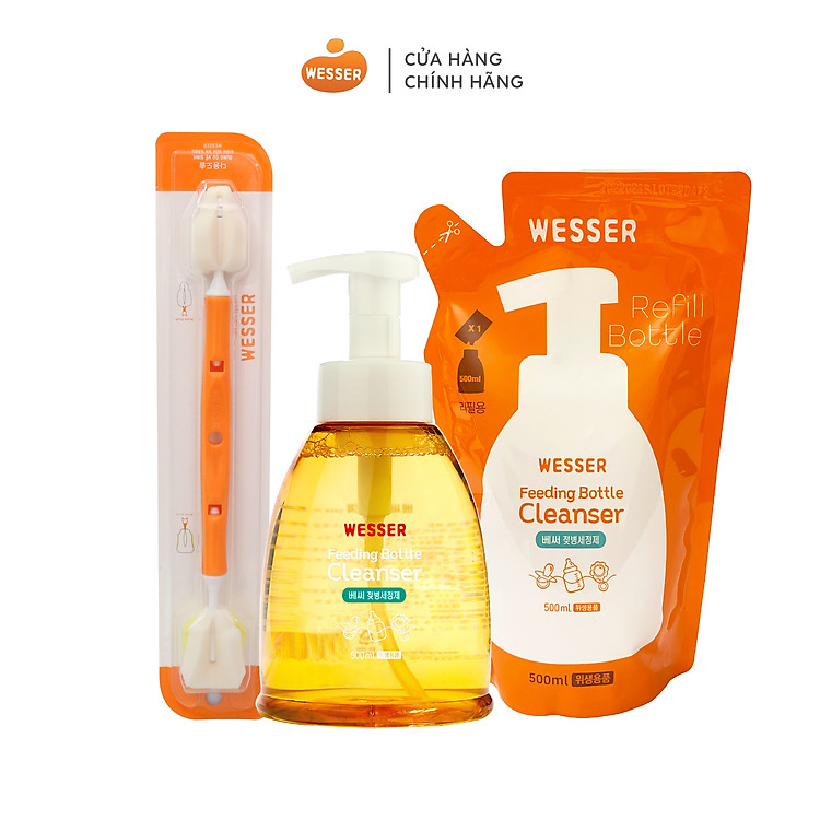 Combo nước rửa và dụng cụ vệ sinh Wesser Chính hãng Tiết kiệm - Hình ảnh 2