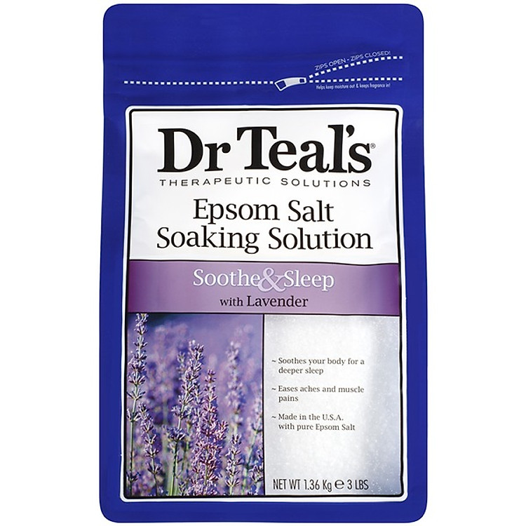 Muối tắm Epsom tinh dầu oải hương Dr Teal's giúp giảm nhức mỏi, ngủ ngon 1.36kg