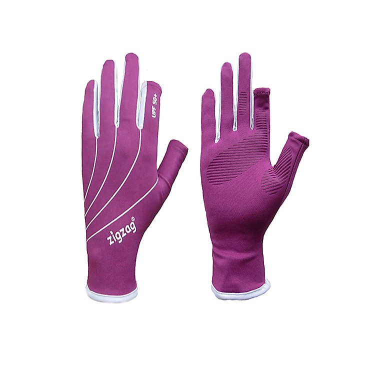 Găng tay hở ngón chống nắng UPF50+ tím Zigzag GLV00806