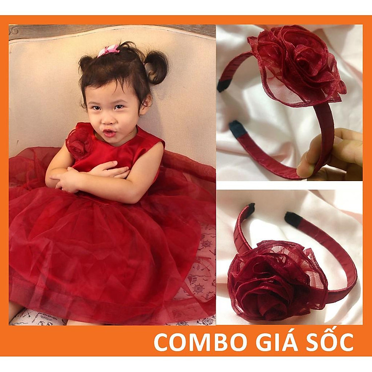 Váy đầm mặc tết cho bé, đầm màu đỏ đô hàng thiết kế CKIDS