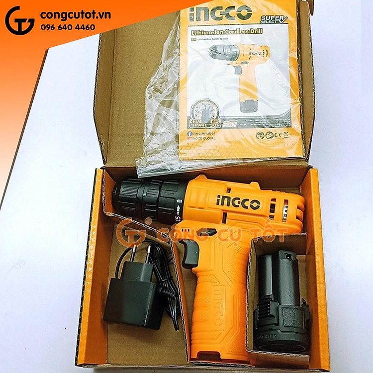 Máy khoan pin 12V INGCO CDLI12415 kèm 1 pin và sạc