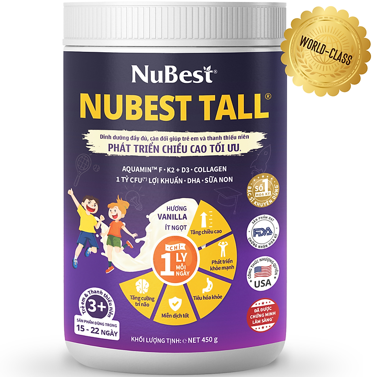 Thực Phẩm Bổ Sung Sữa bột NuBest Tall - Hỗ Trợ Tiềm Năng Phát Triển (Hương Vanilla)