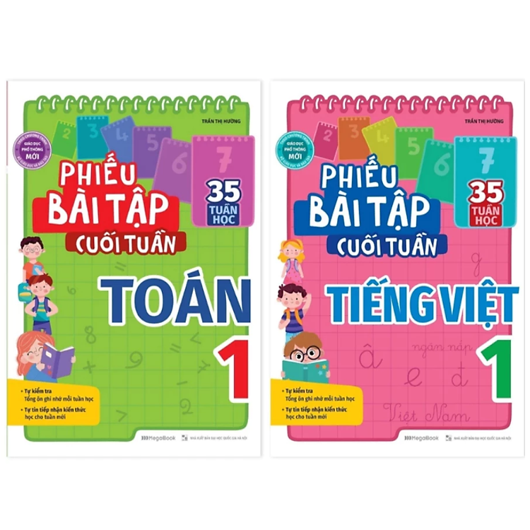 Sách - Phiếu Bài Tập Cuối Tuần Toán và Tiếng Việt Lớp 1 (lẻ + combo)