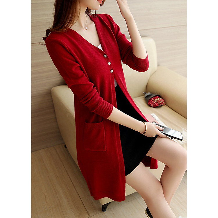 Áo cardigan dáng dài 2 túi freesize ak33